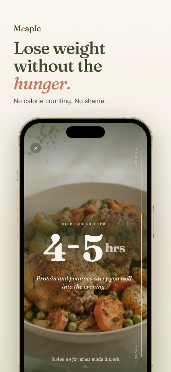 Meaple food scanner — this meal keeps you full for 4 to 5 hours